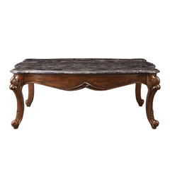 Rectangular Coffee Table â€¢ NO Storage â€¢ Marble Top â€¢ Wooden Frame with Raised Scrolled Trim and Floral Motifs (Vintage Hand-Brush Finish) â€¢ Queen Anne Leg<br/><br/><b>Product Features</b><ul><li>Exclusive Design</li><li>Occasional Tables</li><li>M