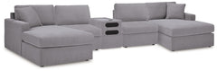 Looking cool and contemporary is great. But when it comes down to it, youâ€™re all about low-maintenance lounging. With the performance fabric on this sectional with audio console, cleaning spills is a breeze. Its customizable modular design caters to you