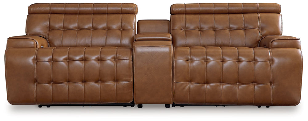 A mid-century modern update to a retro classic, this sectional is generously adaptable. Its combination of skillfully matched leather and faux leather upholstery exudes luxury and elegance. Deep seat cushions with dramatic tufting beckon you to relax and 