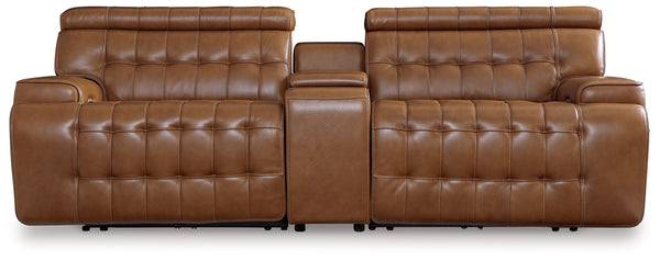 A mid-century modern update to a retro classic, this sectional is generously adaptable. Its combination of skillfully matched leather and faux leather upholstery exudes luxury and elegance. Deep seat cushions with dramatic tufting beckon you to relax and 