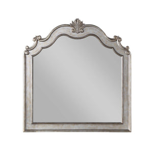 Mirror (NOT Beveled) Wooden Frame (Poly-Resin Molding Trim) Shape: Arched Orientation: Landscape (Horizontal)<br/><br/><b>Product Features</b><ul><li>Case: 1Pc/1Ctn</li><li>Finish: Antique Champagne</li><li>Style: Glam</li><li>Materials: Wood, Veneer,Comp