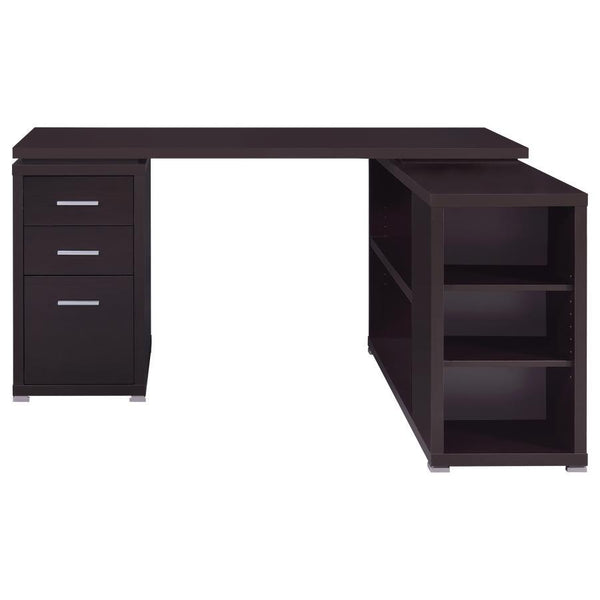 Yvette - 3-Drawer L-Shape Computer Desk - Cappuccino