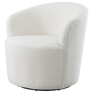 Joyce - Upholstered Barrel Back Swivel Chair - White