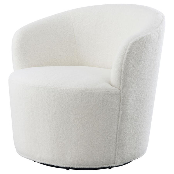 Joyce - Upholstered Barrel Back Swivel Chair - White