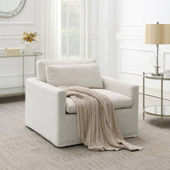 Frederick - Swivel Chair With Pillow - Ivory