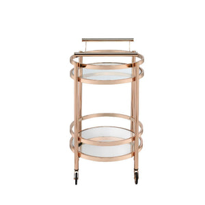  featuring a metal frame finished in rose gold and top tray of glass and lower mirrored shelf for that glam appeal. The clear tempered glass top and mirror bottom are the ideal place for placing your
