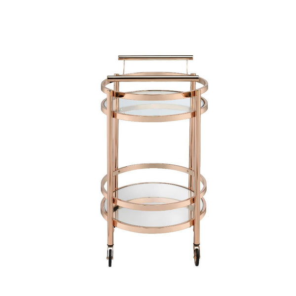  featuring a metal frame finished in rose gold and top tray of glass and lower mirrored shelf for that glam appeal. The clear tempered glass top and mirror bottom are the ideal place for placing your