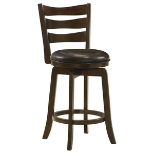 Revel in the timeless charm of this classic wood bar stool, where traditional design and modern functionality blend seamlessly. The 360-degree swivel invites engagement and ease, whether it-'s a casual brunch or an intimate evening. Its distinctive back d