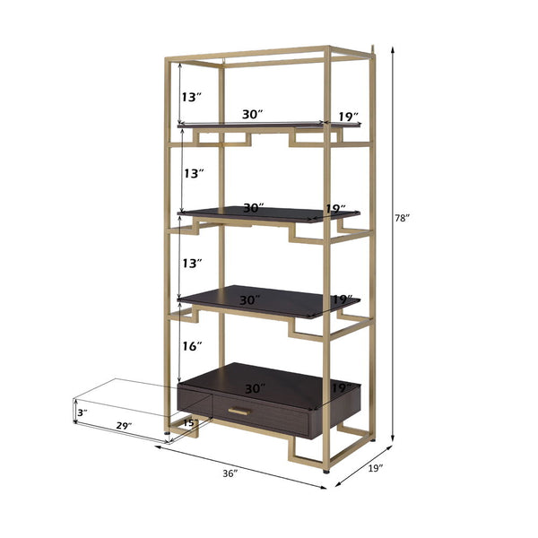 Yumia - Bookshelf - Gold & Clear Glass
