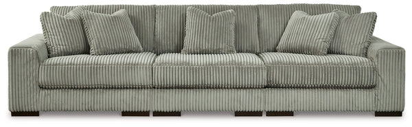 Plush and posh. Showcase your eye for on-trend texture with the statement-making cord upholstery of this sectional sofa. Its stunningly soft fabric entices in a warm neutral hue, complementing contemporary color palettes. Sink into the cushions and plan t