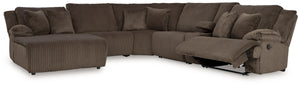 Top Tier - Chocolate - 6-Piece Reclining Sectional With Laf Press Back Chaise