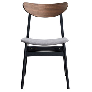  brings a contemporary touch to any dining space. The walnut table top offers a warm