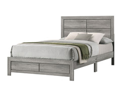 This bedroom set exudes a refreshing, contemporary charm with its light wood grain finish, embodying a serene and airy aesthetic. The bed is a minimalist-'s dream, with a simple yet stylish headboard that brings a sense of calm to the space. Accompanying 