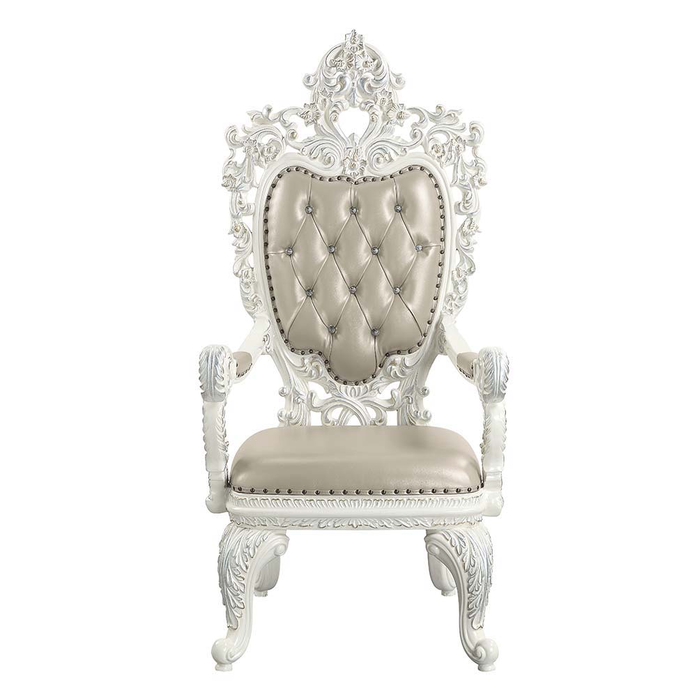 Sophisticated luxury radiates beautifully in the Vanaheim Dining Room Collection. Fabulous floral design with gorgeous details in each piece makes the collection classical and timeless. Antique white finish gives the surface an alluring feel and elegant t