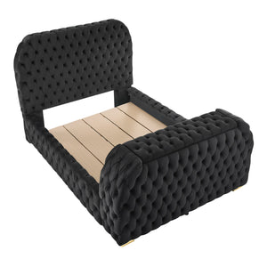 Indulge in the epitome of luxurious comfort and innovative design with this exquisite bed, a true masterpiece for those who appreciate both form and functionality in their sleeping quarters. Boasting a majestic, deeply tufted headboard that extends all th