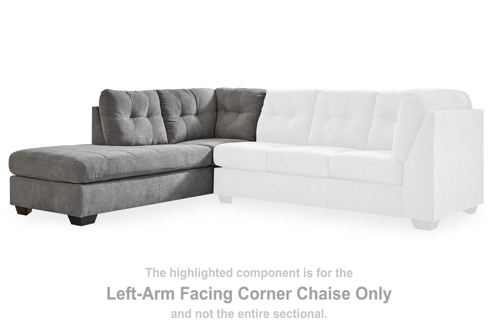 This left-arm facing corner chaise is made with polyester upholstery. Pairs with other items in the series to make a sectional.<br><br><b>Additional Dimensions</b><br><ul><li>Arm height: 38-"</li><li>Distance between arms: 21-"</li><li>Seat depth: 76-"</l