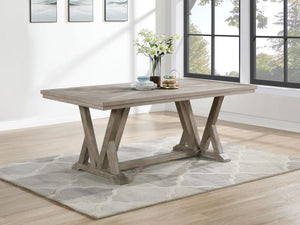  this modern farmhouse dining table is a striking centerpiece. Perfect for the family or entertaining friends