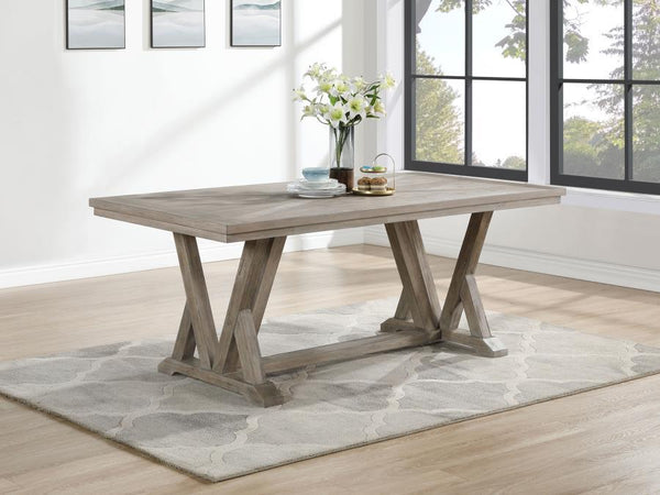 this modern farmhouse dining table is a striking centerpiece. Perfect for the family or entertaining friends