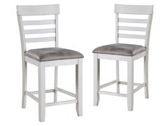 The Richland Counter Chairs, Set of 2 in Stonewash Gray, offer a perfect blend of style, comfort, and durability for your dining space. Each chair is expertly crafted from solid Rubberwood, durable manufactured woods, and genuine Acacia wood veneers, ensu
