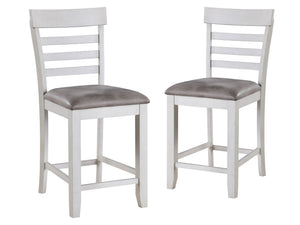 The Richland Counter Chairs, Set of 2 in Stonewash Gray, offer a perfect blend of style, comfort, and durability for your dining space. Each chair is expertly crafted from solid Rubberwood, durable manufactured woods, and genuine Acacia wood veneers, ensu