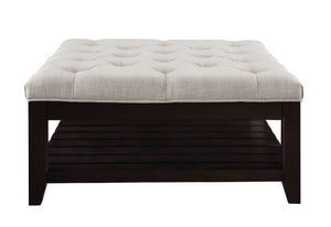 Aizen - Ottoman - Beige Fabric & Espresso Finish