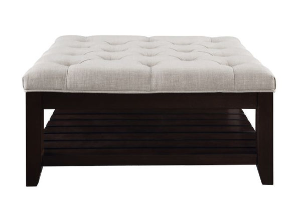 Aizen - Ottoman - Beige Fabric & Espresso Finish