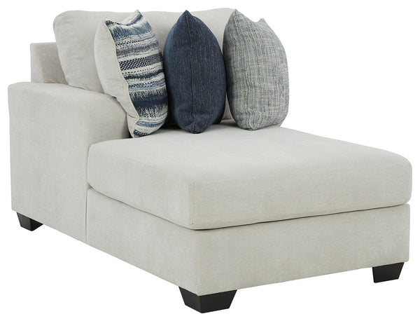 This left-arm facing corner chaise is made with polyester upholstery. Pairs with other items in the series to make a sectional.<br><br><b>Additional Dimensions</b><br><ul><li>Arm height: 26-"</li><li>Seat depth: 50-"</li><li>Seat height: 21-"</li><li>Top 