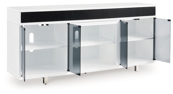  with an electric fireplace option and ample space for your media devices