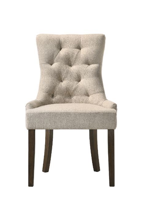 Farren - Side Chair (Set of 2) - Beige Fabric & Espresso Finish