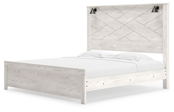 Gerridan - White - King Panel Bed with Sconces