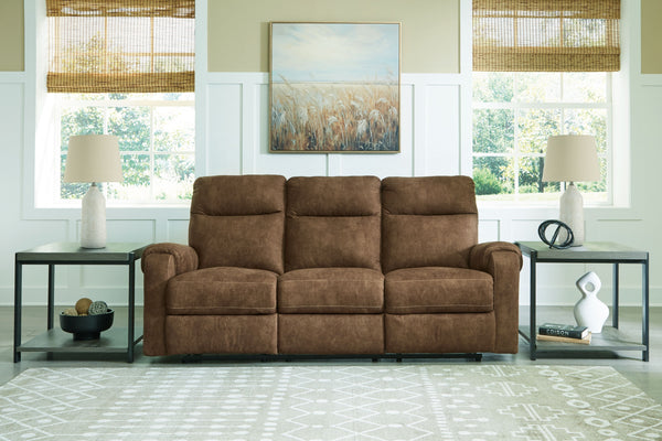  contemporary bustle back and contrast stitching team up for a big win with most any color scheme and room decor. With the pull tab reclining motion
