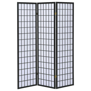 Carrie - 3-Panel Room Divider Folding Shoji Screen - Black