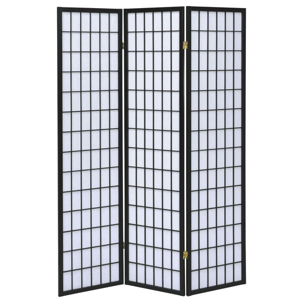 Carrie - 3-Panel Room Divider Folding Shoji Screen - Black