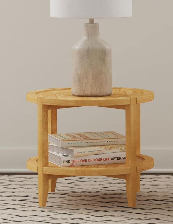 welcoming ambiance with the choice of a modern farmhouse end table. Its round profile is crisp and familiar