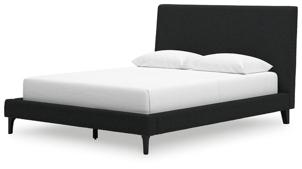 Cadmori - Black - Queen Upholstered Bed With Roll Slats
