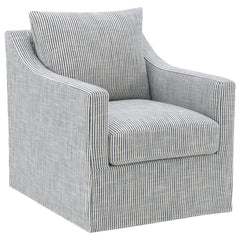This swivel accent chair complements living room dÃ©cor with its neutral fabric and streamlined silhouette. Perfect as lounge seating or an occasional chair, it offers a gentle, 360-degree swivel for relaxed conversation or quiet reading. Its plush seat a