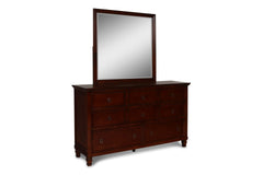 The Tamarack Mirror in brown cherry offers a perfect blend of durability and style. Crafted with a combination of solid poplar, basswood veneers, and eco-friendly manufactured wood, this mirror ensures strength and long-lasting durability. Its versatile t
