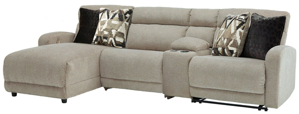 Delightfully modern. Exceptionally comfortable. When it comes to modular furniture with easy-elegant appeal, itâ€™s hard to beat this power reclining sectional. Wrapped in a decadently plush stone-tone fabric for neutral versatility, this chic sectional i