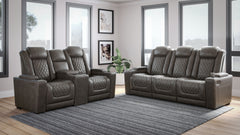 This power reclining living room set in trendy gray is proof of just how far recliners have come when it comes to form and function. Ultra cool and contemporary, this fully loaded power reclining sofa makes it so easy to social distance and make home your