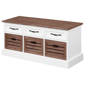 Alma - 3-Drawer Storage Bench - Weathered Brown And White