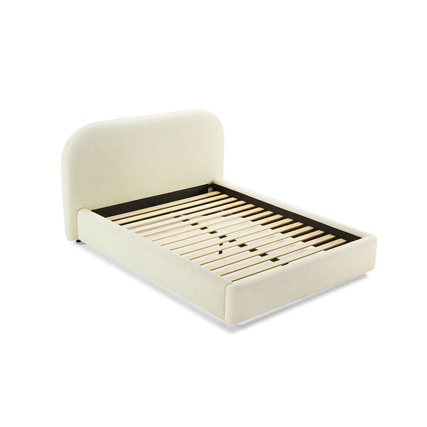 Transform your bedroom into a sanctuary of comfort and style with the Arden bed. Wrapped in luxurious beige fabric, this bed exudes elegance and tranquility. Its minimalist design complements any decor, while the sturdy frame ensures lasting durability. P