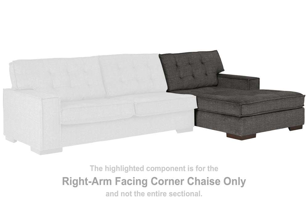 This right-arm facing corner chaise is made with polyester velvet upholstery. Pairs with other items in the series to make a sectional.<br><br><b>Additional Dimensions</b><br><ul><li>Arm height: 25-"</li><li>Leg height: 1-"</li><li>Minimum width of doorwa