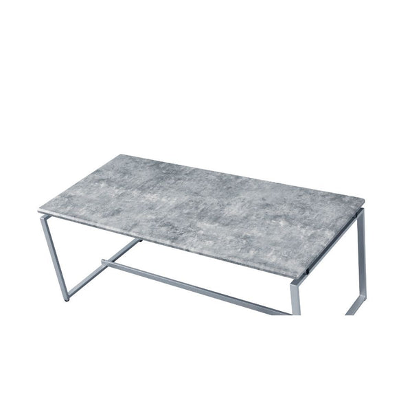 Jurgen - Coffee Table - Faux Concrete & Silver
