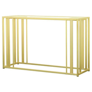 Adri - Glass Top Entryway Sofa Console Table - Matte Brass