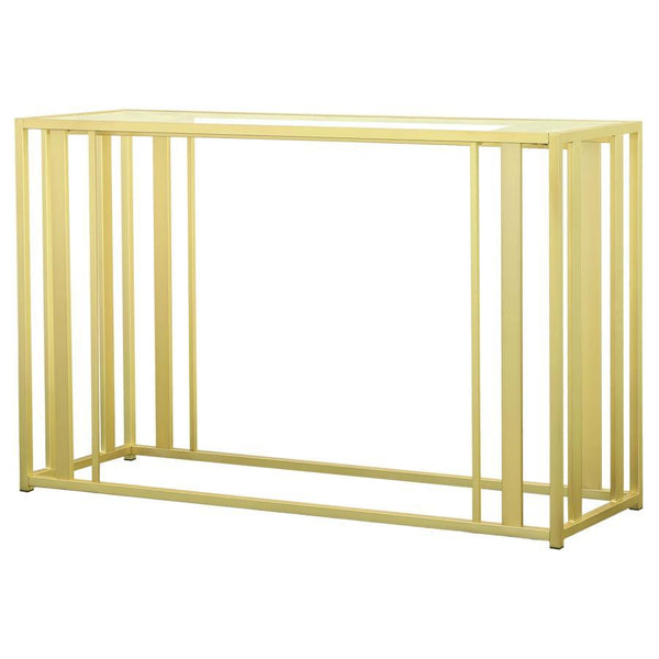 Adri - Glass Top Entryway Sofa Console Table - Matte Brass