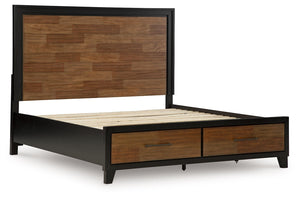 Kraeburn - Brown / Black - King Panel Storage Bed