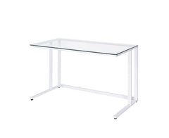 Simple, clean, and appealing, the Tyrese Writing Desk will give your workplace a distinct look with contemporary style. Metal open base with minimal detailing keeps the desk looking fresh and clean and showcases the modern design and openness. Tempered gl