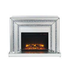 Assembled, Rectangular Fireplace â€¢ Beveled Mirrored Finish, with Faux Diamonds Inlay (B) â€¢ Orientation: Free Standing â€¢ NO Storage â€¢ Fireplace with Touch Control Panel & Remote Controller â€¢ Functions: Adjustable Temperature, Timer, Flame Light O