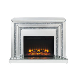 Assembled, Rectangular Fireplace â€¢ Beveled Mirrored Finish, with Faux Diamonds Inlay (B) â€¢ Orientation: Free Standing â€¢ NO Storage â€¢ Fireplace with Touch Control Panel & Remote Controller â€¢ Functions: Adjustable Temperature, Timer, Flame Light O
