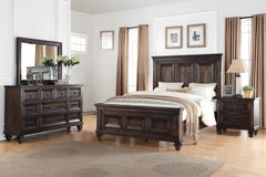 The Sevilla 4-Piece Bedroom Set in walnut embodies timeless craftsmanship and versatile design, making it a captivating addition to any bedroom. Skillfully crafted from solid Acacia wood and veneers, each piece in the set features a rich, hand-distressed 